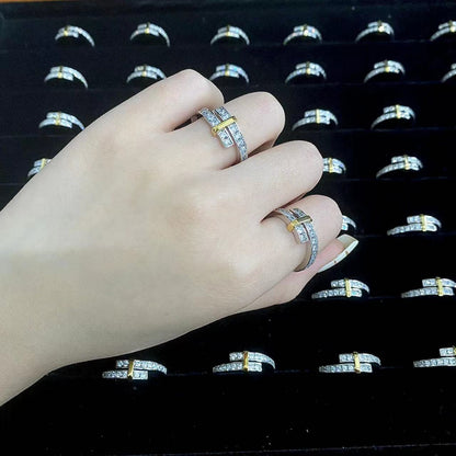[⭐Veyra Jewels]EDGE GOLD SILVER DIAMOND RING