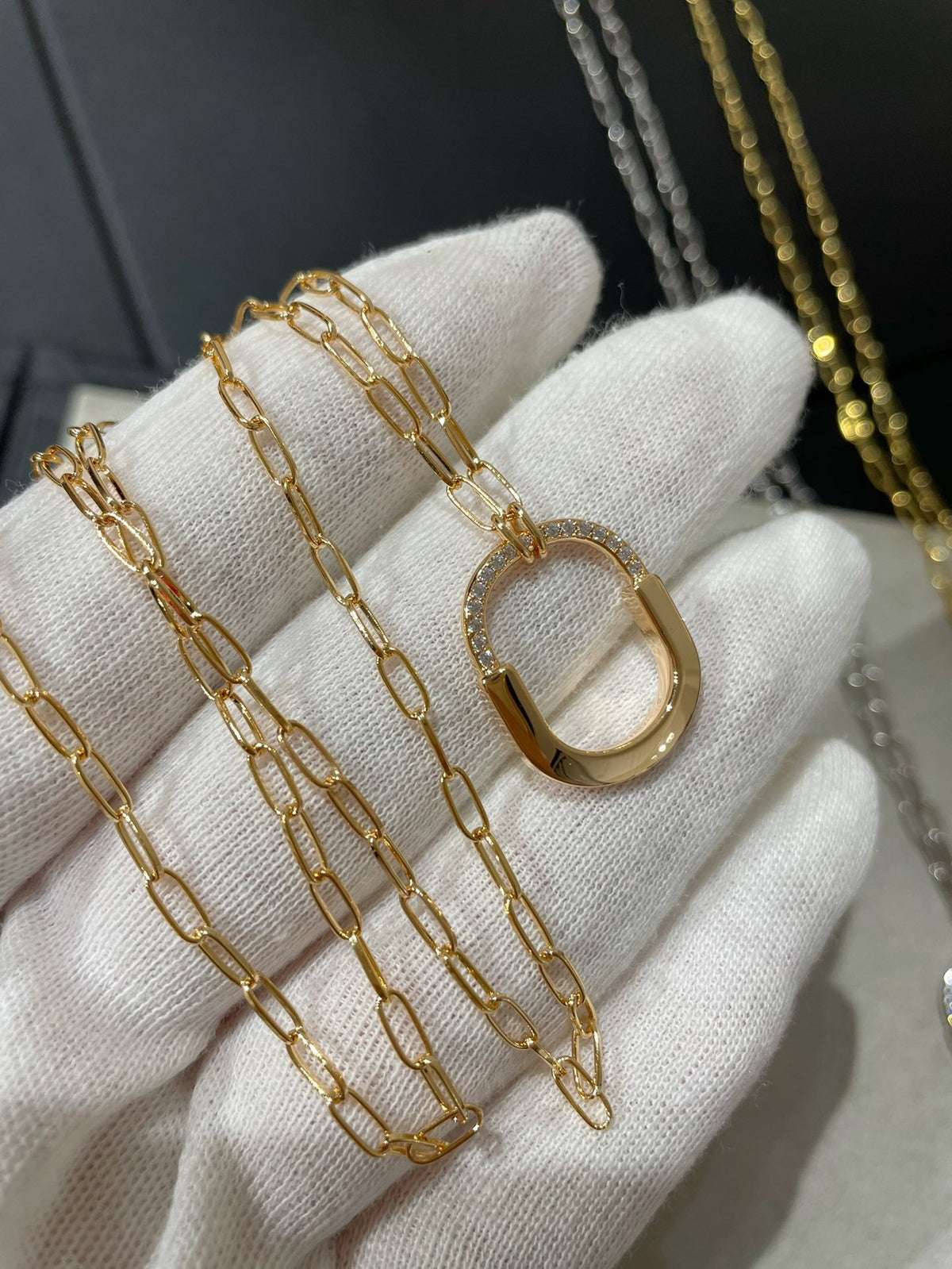 [⭐Veyra Jewels]LOCK MEDIUM PENDANT DIAMOND NECKLACE