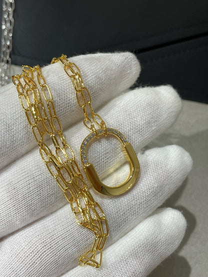 [⭐Veyra Jewels]LOCK MEDIUM PENDANT DIAMOND NECKLACE