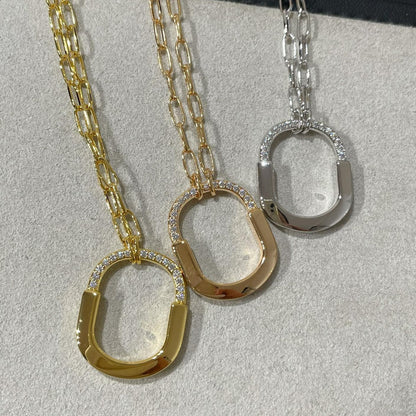 [⭐Veyra Jewels]LOCK MEDIUM PENDANT DIAMOND NECKLACE