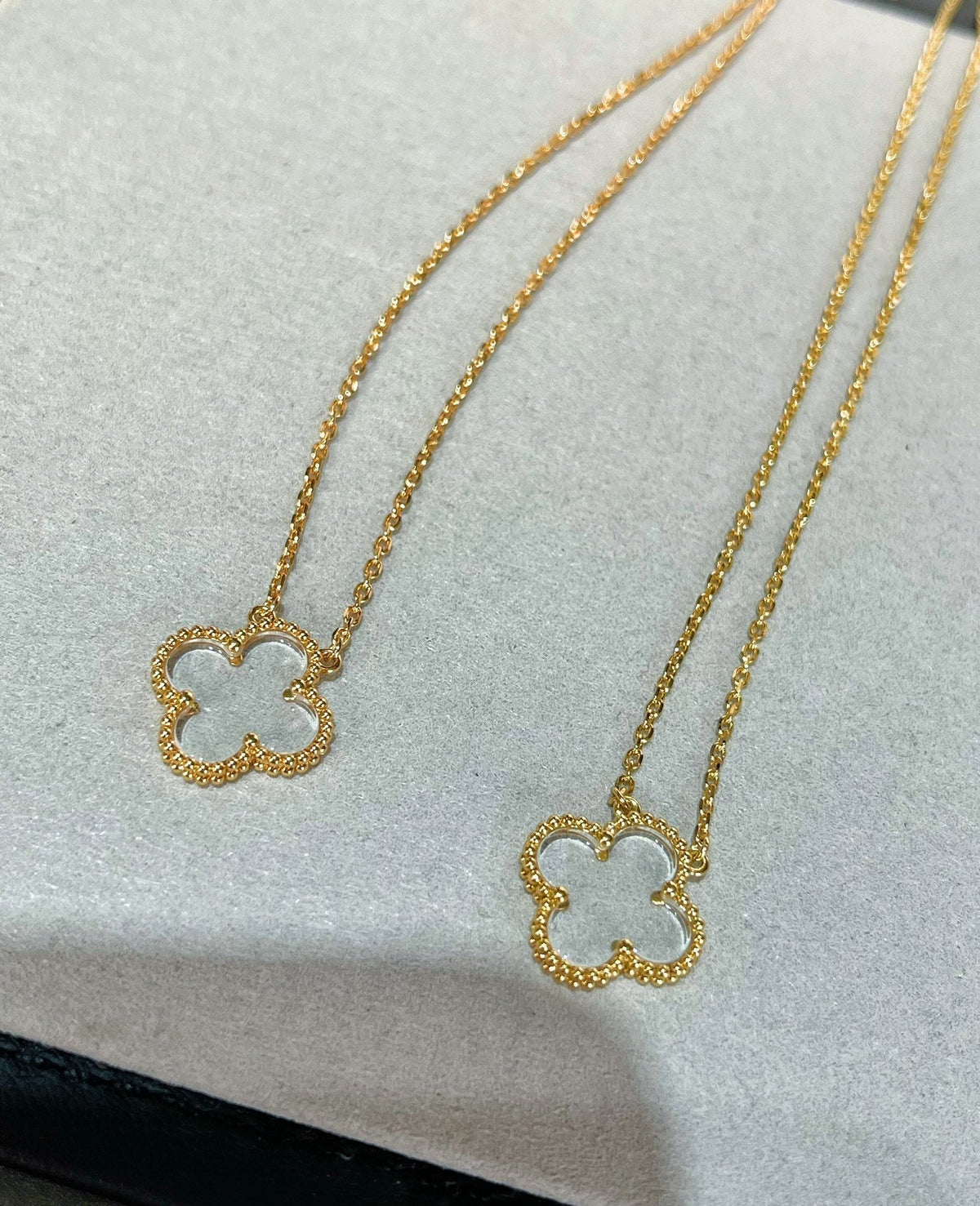 [⭐Veyra]CLOVER ROCK CRYSTAL ROSE GOLD NECKLACE