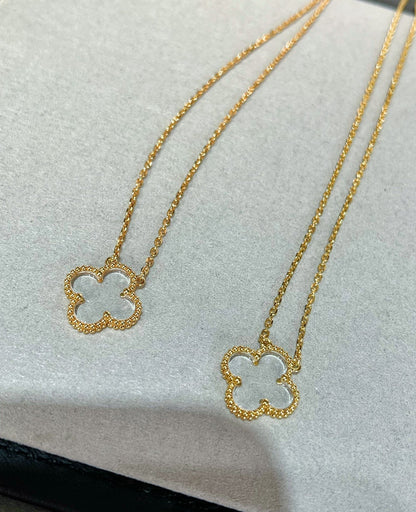 [⭐Veyra]CLOVER ROCK CRYSTAL ROSE GOLD NECKLACE
