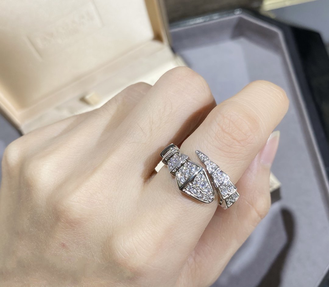 [⭐Veyra]SERPENTI LARGE RING SILVER DIAMOND PAVED