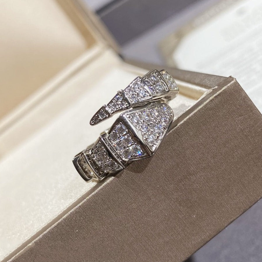 [⭐Veyra]SERPENTI LARGE RING SILVER DIAMOND PAVED