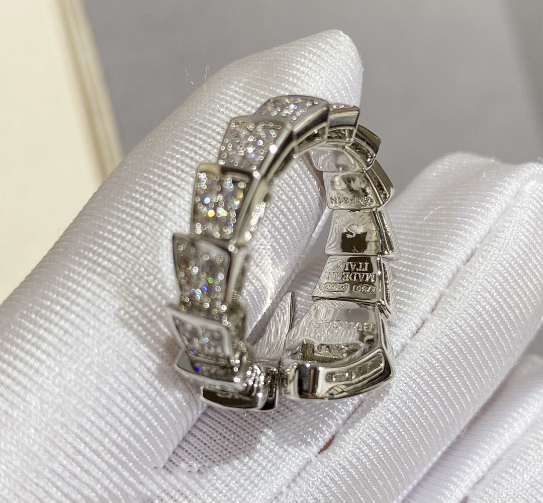 [⭐Veyra]SERPENTI LARGE RING SILVER DIAMOND PAVED