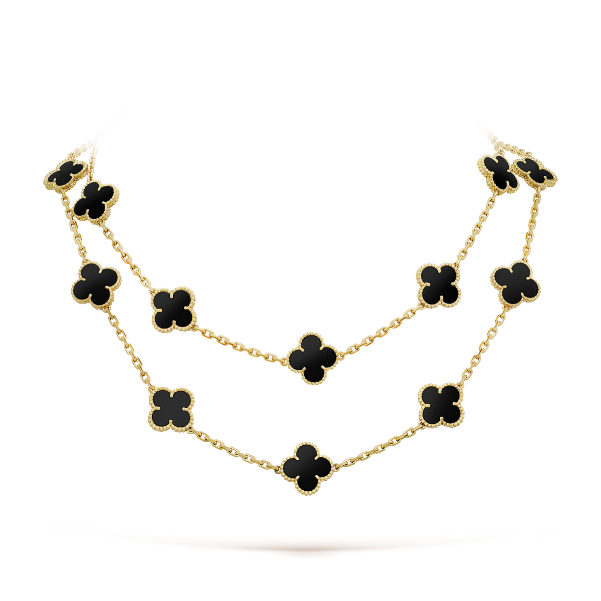 [⭐Veyra]CLOVER 20 MOTIFS ONYX NECKLACE