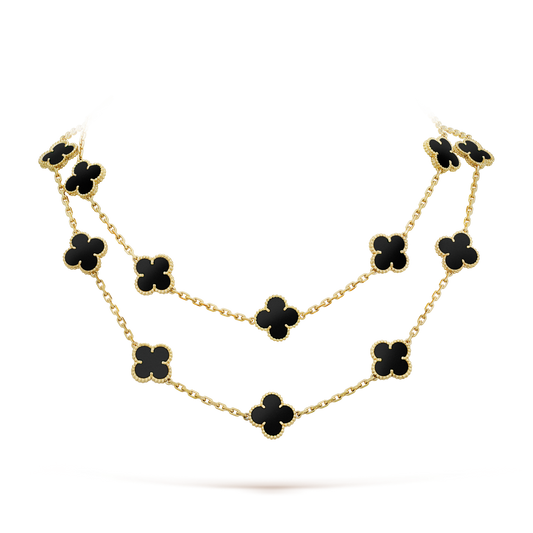 [⭐Veyra]CLOVER 20 MOTIFS ONYX NECKLACE