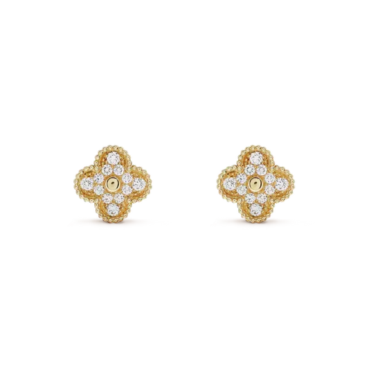 [⭐Veyra]CLOVER MEDIUM 1 MOTIFS FUll DIAMOND EARRINGS