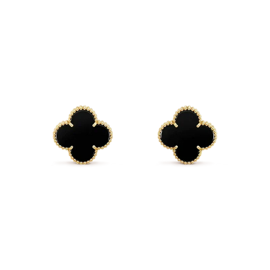 [⭐Veyra]CLOVER MEDIUM 1 MOTIFS  ONYX STUD EARRINGS