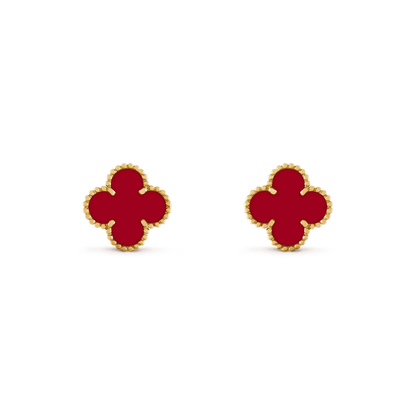 [⭐Veyra]CLOVER MEDIUM 1 MOTIFS CARNELIAN  EARRINGS