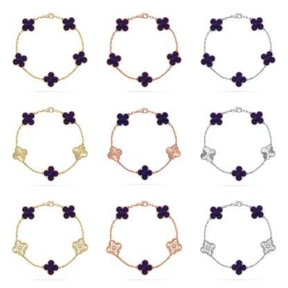 [⭐Veyra]CLOVER 5 MOTIF PURPLE STRIPES BRACELET COLLECTION