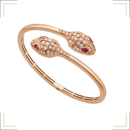 [⭐Veyra]SERPENTI BRACELET PINK GOLD DIAMOND DOUBLE SNAKE