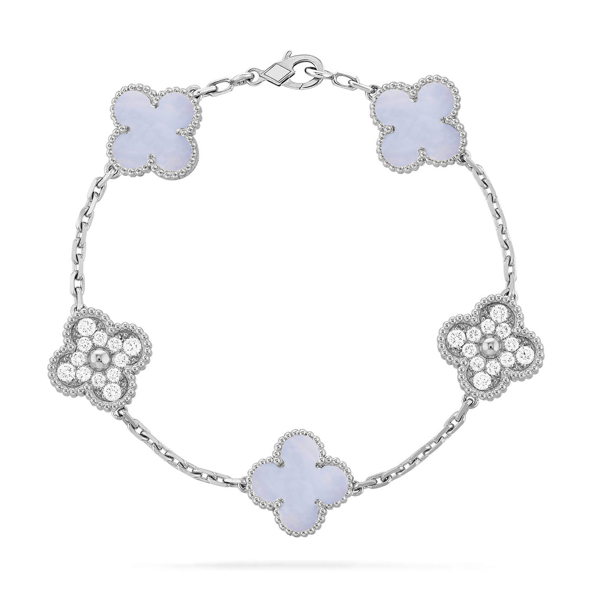 [⭐Veyra] CLOVER 5 MOTIF PURPLE CHALCEDONY BRACELET COLLECTION