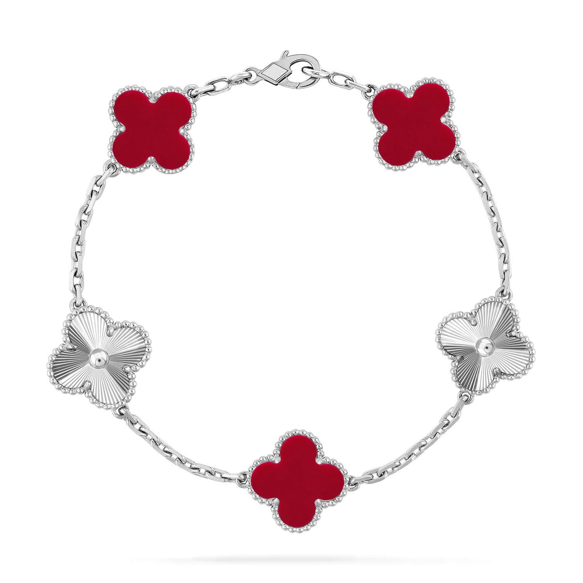[⭐Veyra] CLOVER 5 MOTIF RED CORNELIAN BRACELET COLLECTION