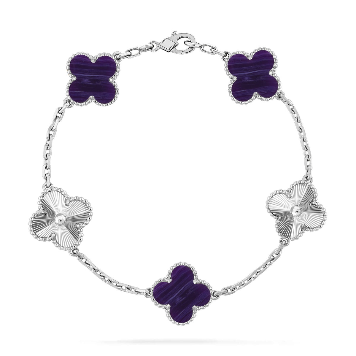 [⭐Veyra]CLOVER 5 MOTIF PURPLE STRIPES BRACELET COLLECTION