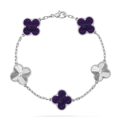 [⭐Veyra]CLOVER 5 MOTIF PURPLE STRIPES BRACELET COLLECTION
