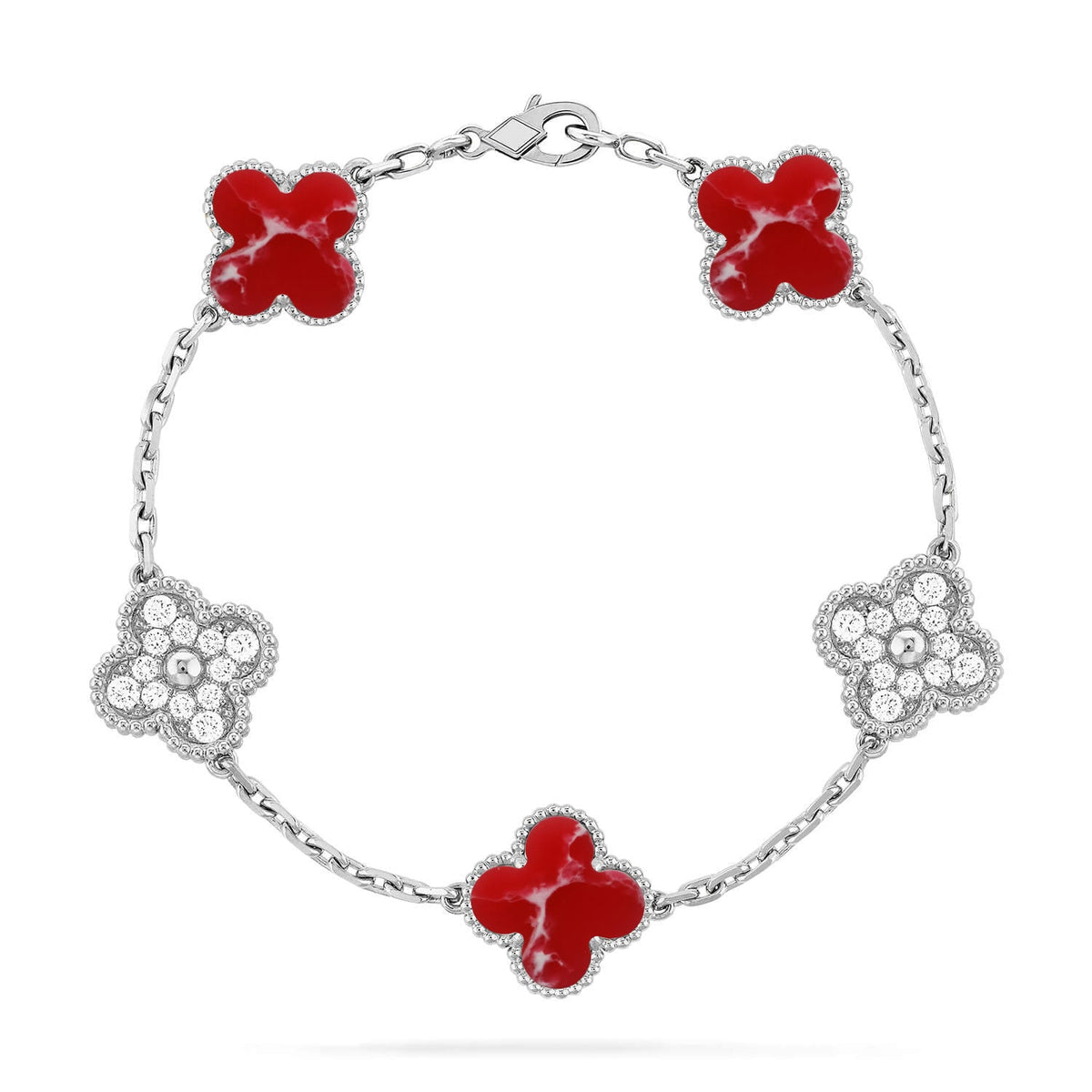 [⭐Veyra]CLOVER 5 MOTIF RED PATTERN BRACELET COLLECTION
