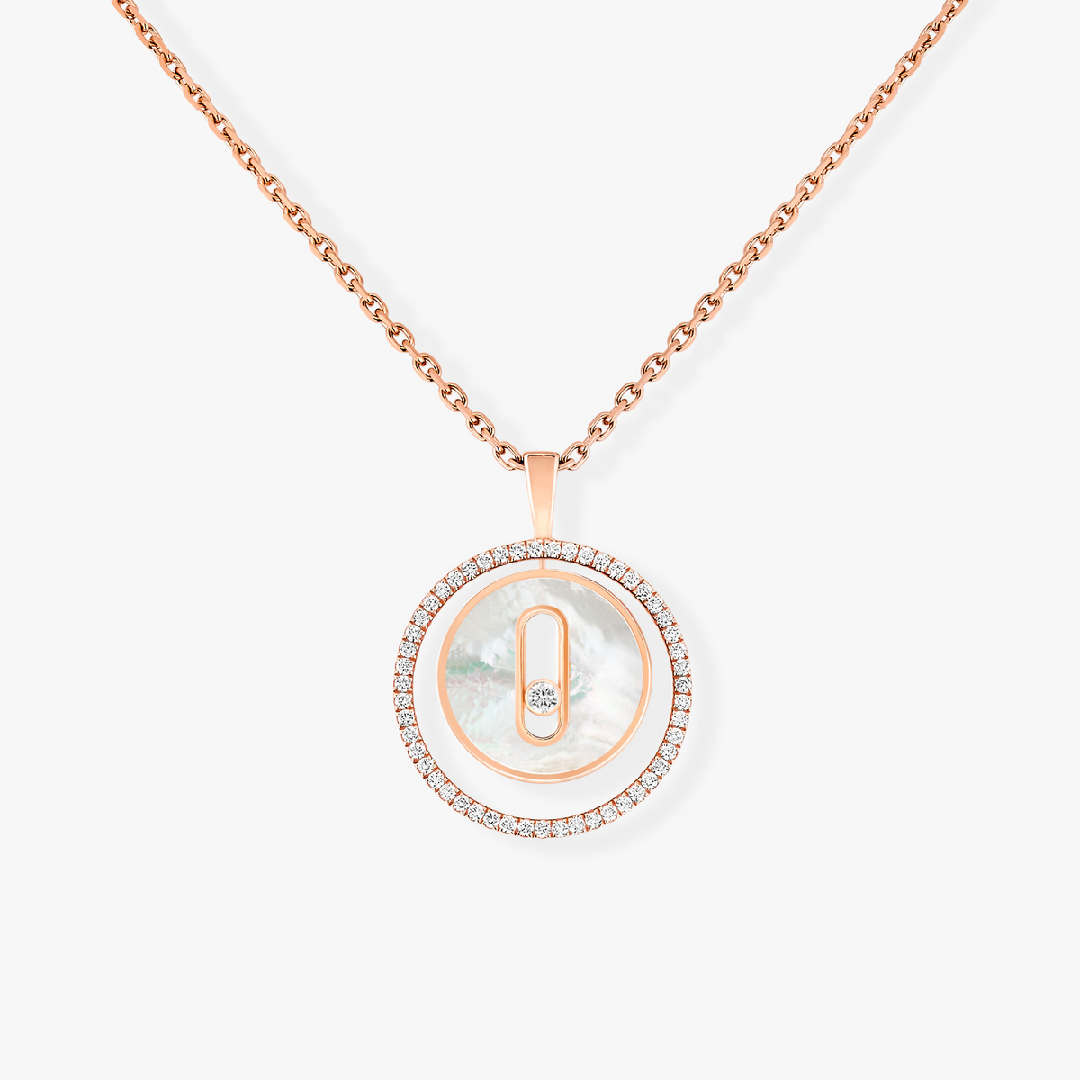 [⭐Veyra]Demo MOVE 1 DIAMOND WHITE MOTHER OF PEARL PINK GOLD DIAMOND NECKLACE
