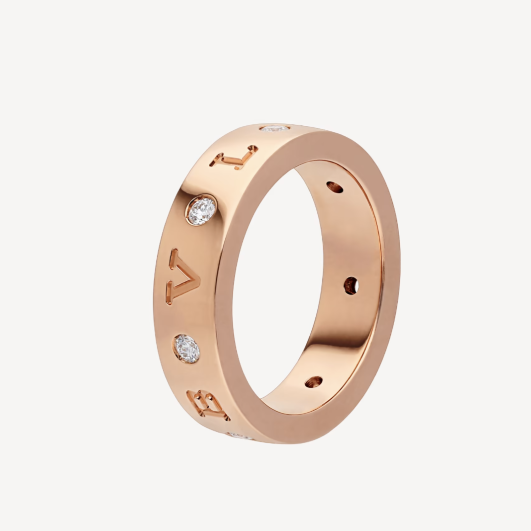 [⭐Veyra]ZERO 1 ESSENTIAL PINK GOLD BAND WITH DIAMONDS RING