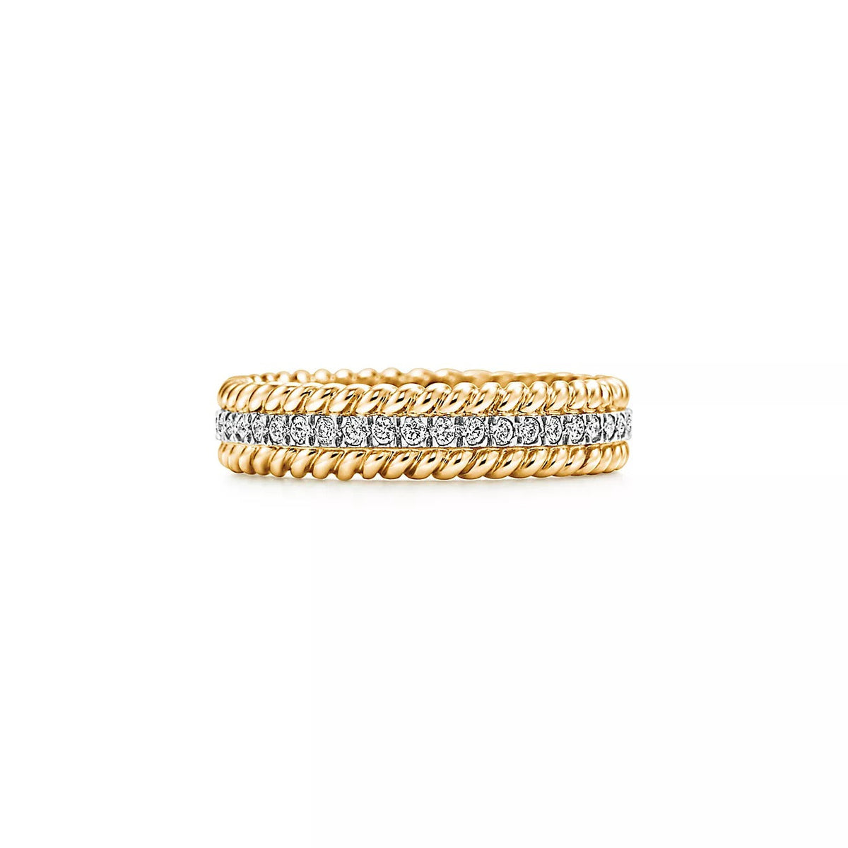[⭐Veyra Jewels]ROPE TWO-ROW GOLD DIAMOND RING