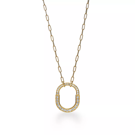 [⭐Veyra Jewels]LOCK NECKLACE MEDIUM PENDANT GOLD PAVED DIAMONDS
