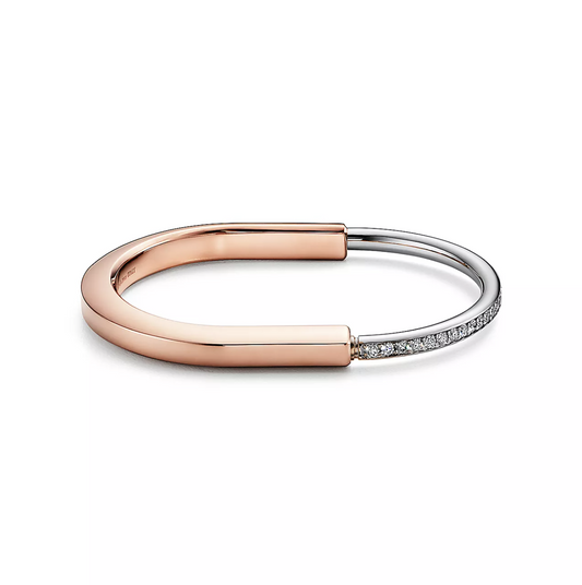 [⭐Veyra Jewels]LOCK BRACELET ROSE AND WHITE GOLD DIAMOND