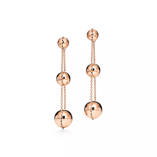 [⭐Veyra Jewels]TRIPLE DROP PINK GOLD EARRINGS