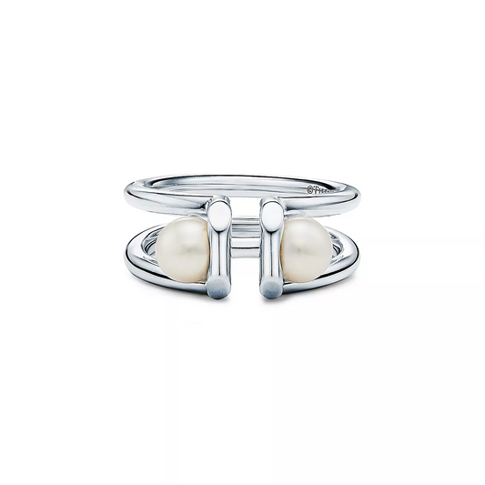 [⭐Veyra Jewels]DOUBLE PEARL SILVER RING