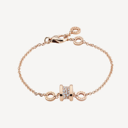 [⭐Veyra]ZERO 1 SOFT PINK GOLD WITH PAVED DIAMONDS ON THE SPIRAL BRACELET