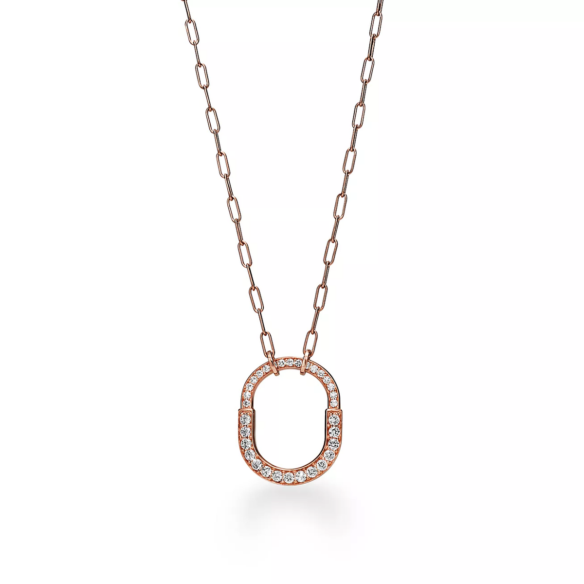 [⭐Veyra Jewels]LOCK NECKLACE MEDIUM PENDANT PINK GOLD PAVED DIAMONDS