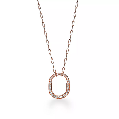 [⭐Veyra Jewels]LOCK NECKLACE MEDIUM PENDANT PINK GOLD PAVED DIAMONDS