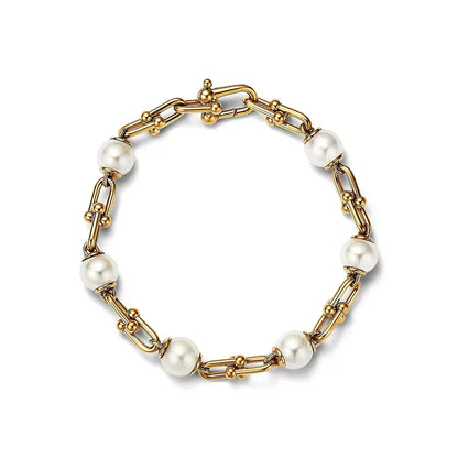 [⭐Veyra Jewels]LINK BRACELET GOLD WITH FRESHWATER PEARLS