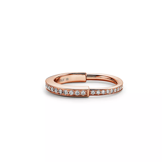 [⭐Veyra Jewels]LOCK RING PINK GOLD DIAMOND PAVED