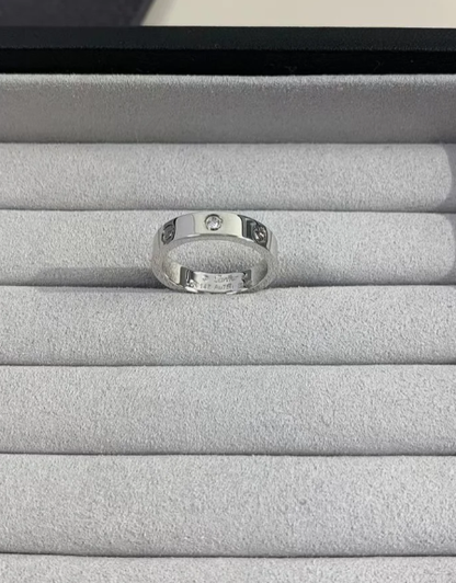 [⭐Veyra]LOVE RING 4MM 1 DIAMOND SILVER