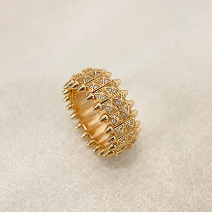 [⭐Veyra]CLASH DOUBLE-ROW RIVET RING WITH DIAMOND SETTING