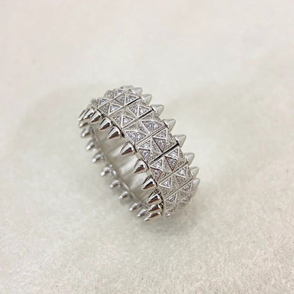 [⭐Veyra]CLASH DOUBLE-ROW RIVET RING WITH DIAMOND SETTING