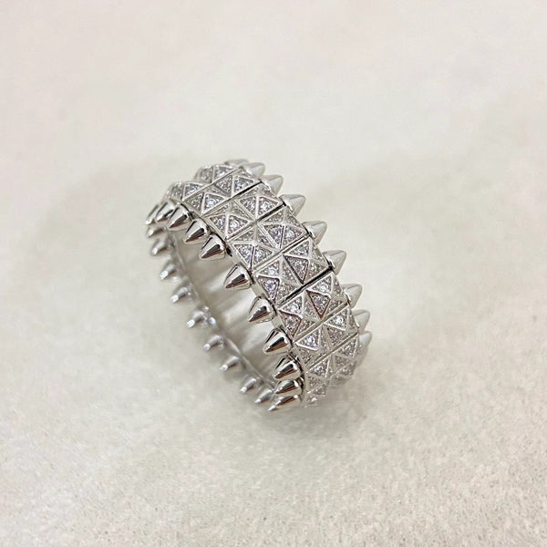 [⭐Veyra]CLASH DOUBLE-ROW RIVET RING WITH DIAMOND SETTING