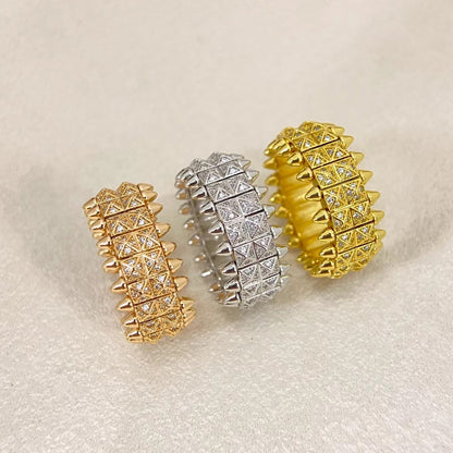 [⭐Veyra]CLASH DOUBLE-ROW RIVET RING WITH DIAMOND SETTING