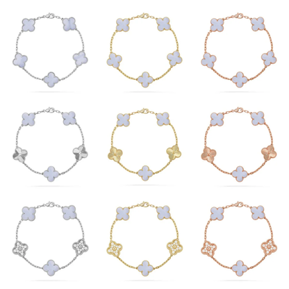 [⭐Veyra] CLOVER 5 MOTIF PURPLE CHALCEDONY BRACELET COLLECTION