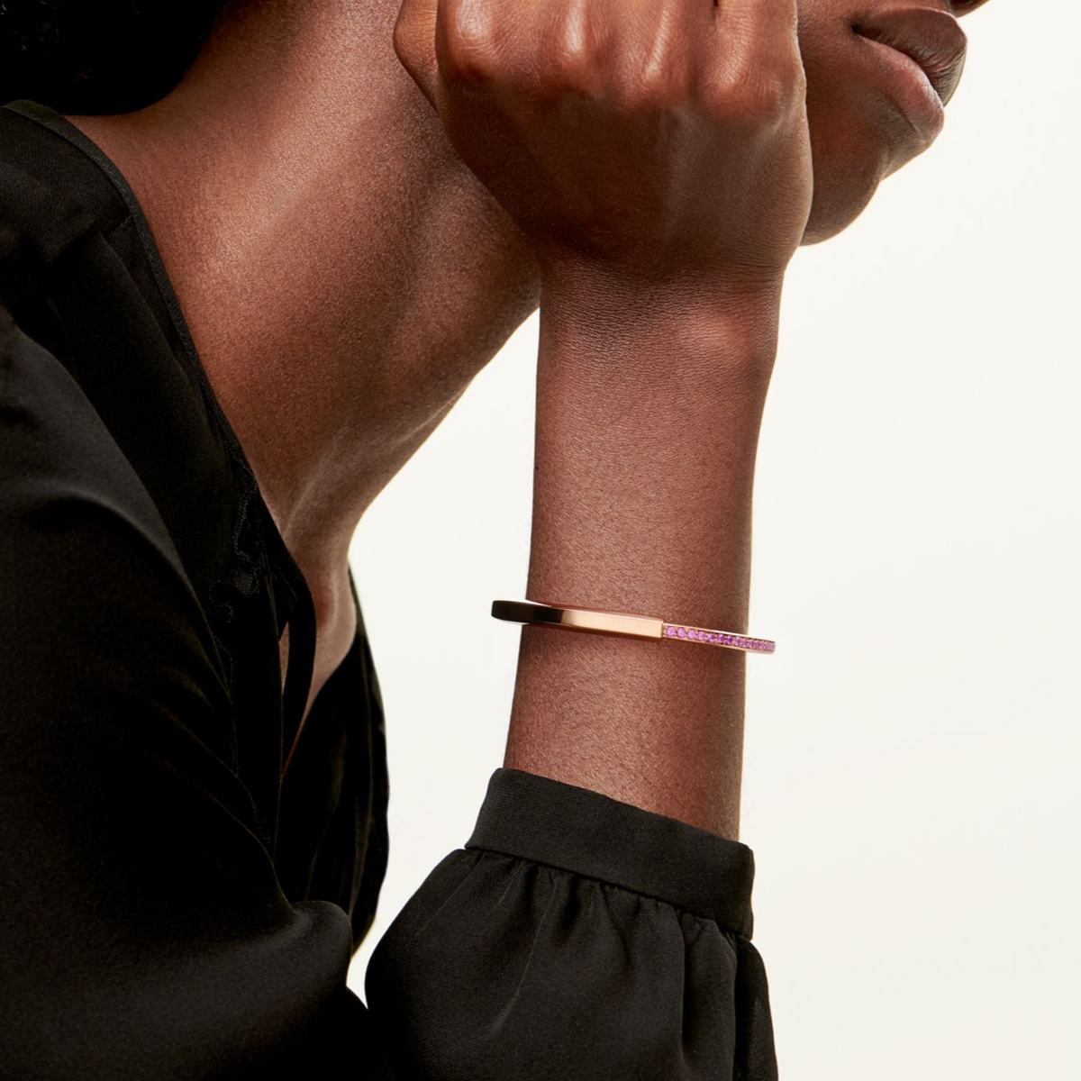 [⭐Veyra Jewels]LOCK BRACELET ROSE DIAMOND PINK GOLD