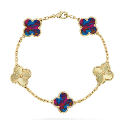 [⭐Veyra]CLOVER 5 MOTIF COLOR GEMSTONES BRACELET COLLECTION