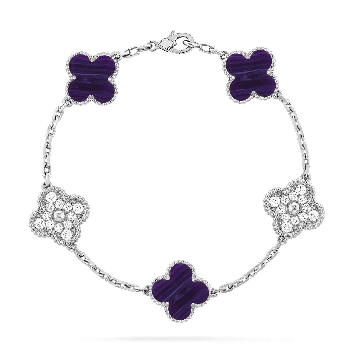 [⭐Veyra]CLOVER 5 MOTIF PURPLE STRIPES BRACELET COLLECTION