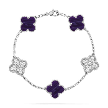 [⭐Veyra]CLOVER 5 MOTIF PURPLE STRIPES BRACELET COLLECTION