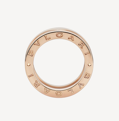 [⭐Veyra]ZERO 1 TWO-BAND LOOPS AND WHITE CERAMIC SPIRAL PINK GOLD RING