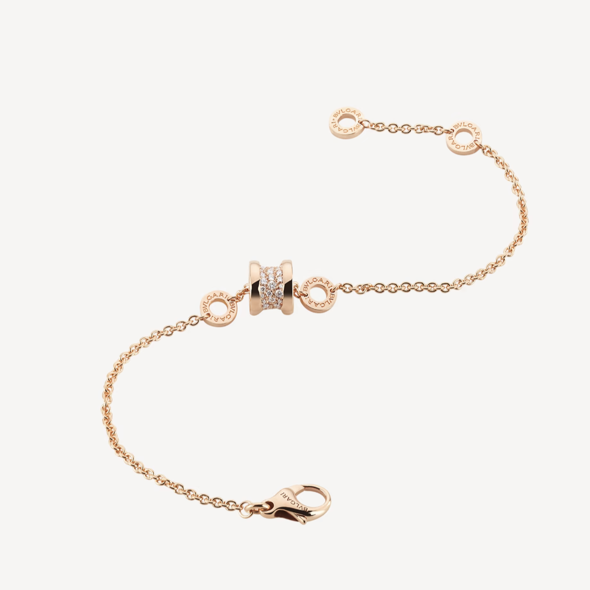 [⭐Veyra]ZERO 1 SOFT PINK GOLD WITH PAVED DIAMONDS ON THE SPIRAL BRACELET