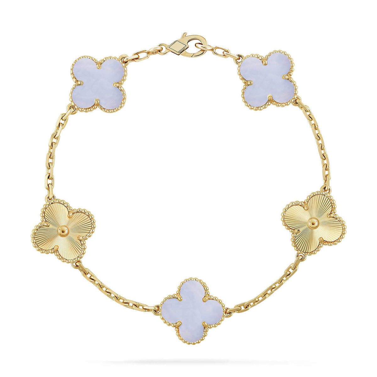 [⭐Veyra] CLOVER 5 MOTIF PURPLE CHALCEDONY BRACELET COLLECTION