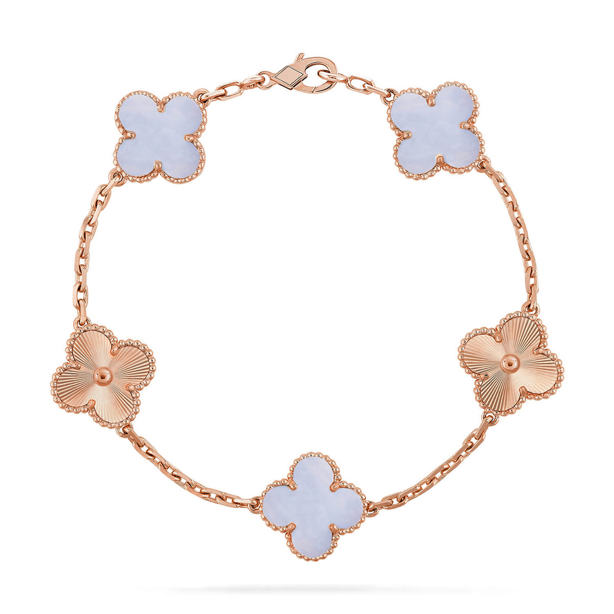 [⭐Veyra] CLOVER 5 MOTIF PURPLE CHALCEDONY BRACELET COLLECTION