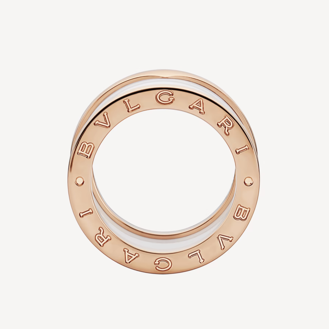 [⭐Veyra]ZERO 1 FOUR-BAND LOOPS AND WHITE CERAMIC SPIRAL PINK GOLD RING