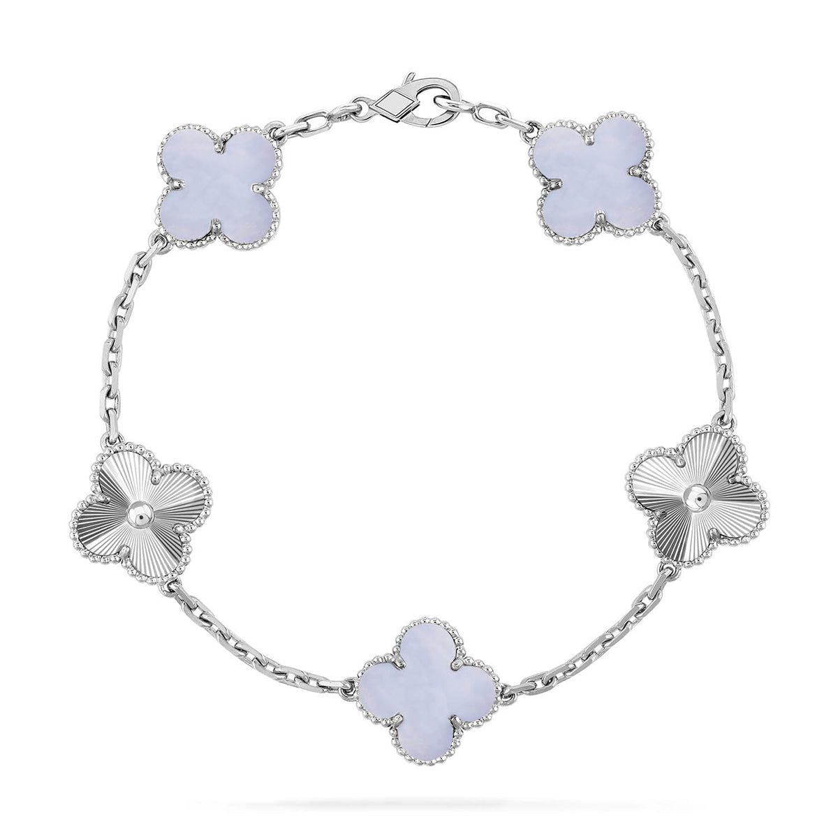 [⭐Veyra] CLOVER 5 MOTIF PURPLE CHALCEDONY BRACELET COLLECTION