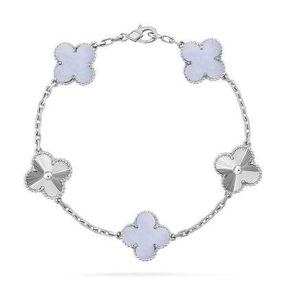 [⭐Veyra] CLOVER 5 MOTIF PURPLE CHALCEDONY BRACELET COLLECTION
